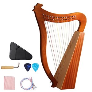 Lyre Harp, 15 String Lyre Harp Mahogany Musical Instrument Harp Nylon Strings for Music Lovers, with