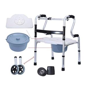 Leunlee Walking Frame Standard Walker Rollator Shower Commode Chair With Pot For Seniors Folding
