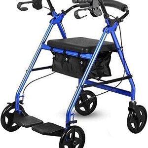 Leunlee Walker For Seniors Rollator Heavy Duty Rollator Walker With Seat Folding Aluminum Rolling