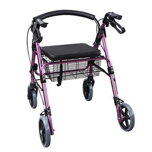 Leunlee Lightweight Aluminium Rollator with Padded Seat and Underseat BasketHeight Adjustable