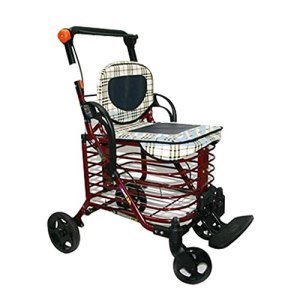 Leunlee Walking Frame Folding Four-Wheel Roller Walker With Padded Seat, Height-Adjustable Mobility