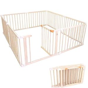 Protection Playpen Foldable Wood Baby with Sturdy Base Kids Toddlers Safety Play Yard Home Nursery