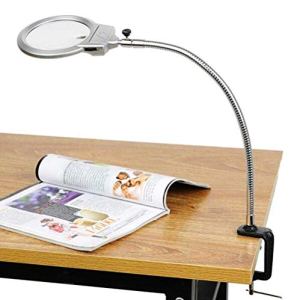 2X 5X LED Illuminating Magnifier Metal Hose Magnifying Glass Desk Table Reading Lamp Light with