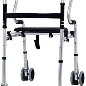 Leunlee Wheelchair Aluminum Walker Rehabilitation Training Walking Frame One-Button Folding,