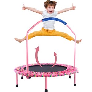 Kids Trampoline, with Handle And Protective Cover, Mini Trampoline Foldable Fitness Exercise