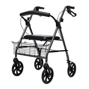 Leunlee Crutches, Standard Walking Frames Folding Rollator Walker with Seat and Wheels, Transport