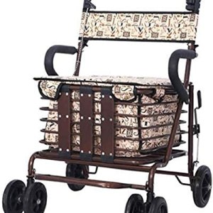 Leunlee Walker, Folding Rollator Walker With Locking Brake Seat Tray Basket Walking Frame For Easy