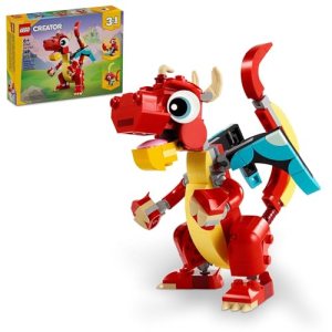 LEGO Creator 3 in 1 Red Dragon Toy, Transforms from Dragon Toy to Fish Toy to Phoenix Toy, Gift Idea