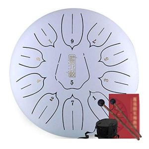 JTKDL Steel Tongue Drum Handpan 12 Inches 11 Notes Hand Tank Drum Tank Music Stainless Mallets Note
