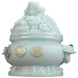 LUCBEI Money Box Piggy Bank Creative Lucky Large Piggy Bank Material Jade Powder Resin Opening Gift