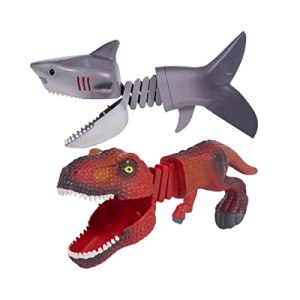 Toyvian 2pcs Easter Basket Fillers Dinosaur Hand Puppet Prank Toys for Kids Trash Picker Carnotaurus