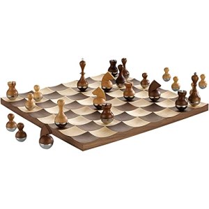 LANGWEI Wooden Chess Set,Creative Chess Piece with 3 Dimensional Corrugated Chessboard,Best