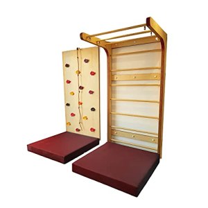 Moon Kids Swedish Wall and 1 Panel Climbing Wall Set with Accessories and Safety Mattress for Indoor