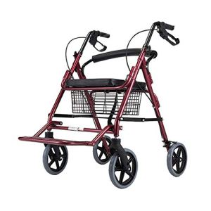 Leunlee Crutches, Standard Walking Frames Lightweight Rollator Walker with Seat and Basket and