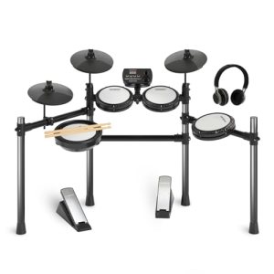 MOSEN Electric Drum Set with 4 Quiet Mesh Drum Pads, Cymbals, Sticks, Headphones, USB MIDI, Kick
