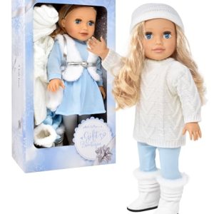 18 Inch Girl Doll with Clothes Set in Gift Box, Fashion Doll with Beautiful Long Blond Hair Blue