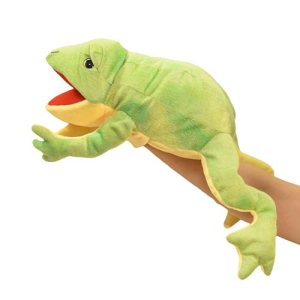 Lilizzhoumax Simulation Frog Hand Puppet Plush Toy Stuffed Animal handpuppet Fluffy Frog Cute