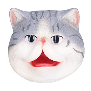 Lifelike Cute Cat, Hand Puppet High Simulation Cat Head Open Movable Mouth Interactive Kids Toys