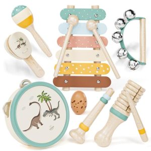 Lehoo Castle Musical Instruments for Children, Wooden Toy from 3 Years, Children\’s Xylophone Drum