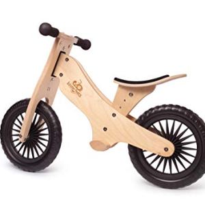 Kinderfeets Retro Walking Balance Wood Bike For Kids 2+ Years, Cool Print Natural, Extra Large