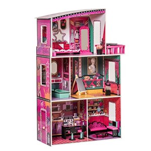 LKJYBG Wooden Dollhouse for Kids Doll House with Simulated Furniture Set Preschool Dollhouse Playset