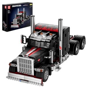 Mould King 10037 Flatbed Semi Truck, Heavy Duty Tow Truck Building Set, Collectible Road Trailer Car