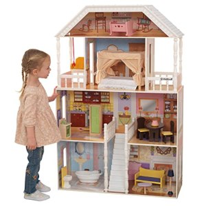 KidKraft 65023 Savannah Wooden Dollhouse with Furniture and Accessories Included, 4 Storey Play Set