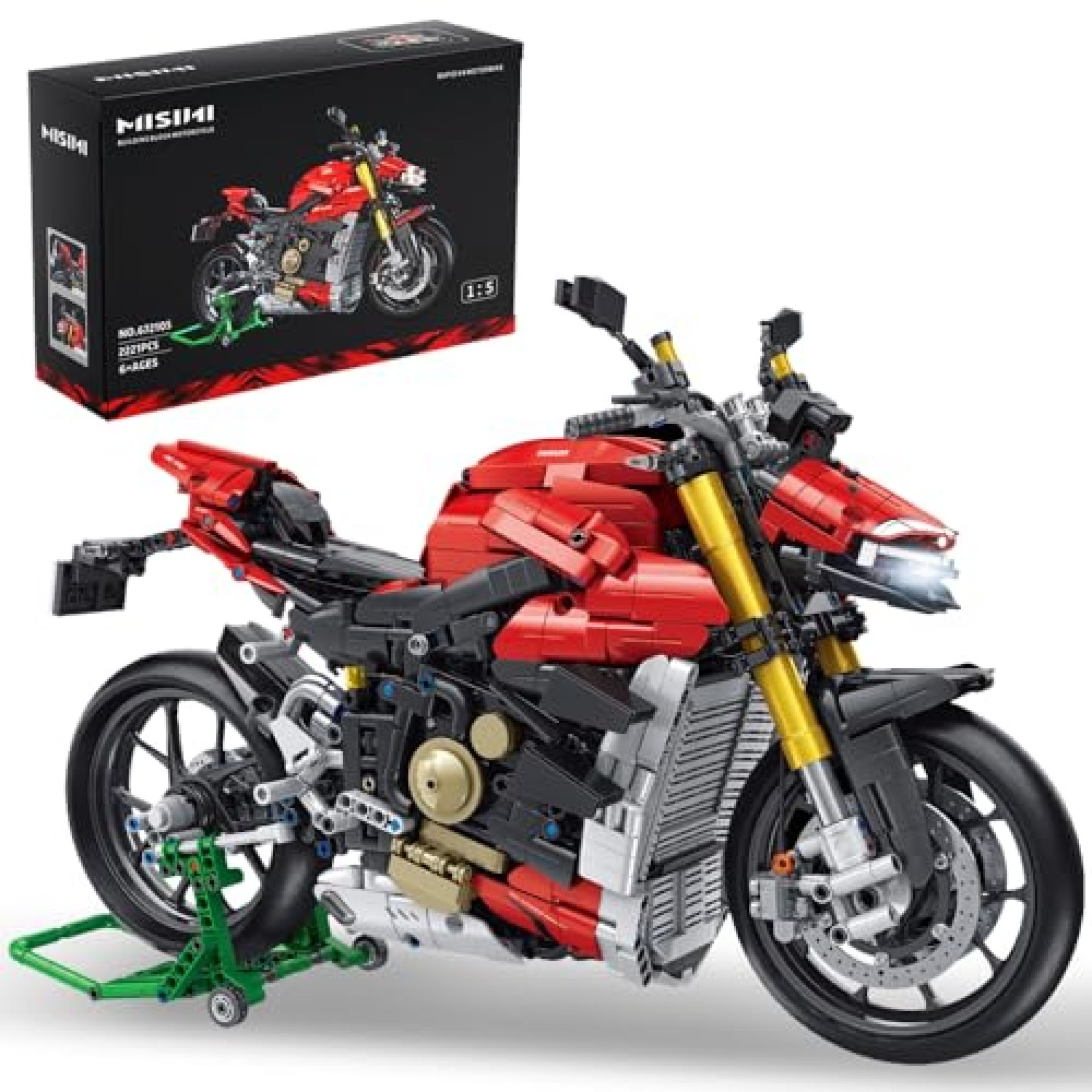 MISINI 672105 Motorcycle Toy Building Blocks, V4 Motorcycle Brick Sets, 1:5 Simulation Modeling 2221 MISINI 672105 Motorcycle Toy Building Blocks, V4 Motorcycle Brick Sets, 1:5 Simulation Modeling 2221