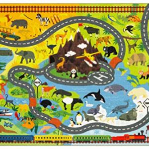 KC Cubs Playtime Collection Animal Safari Road Map Educational Learning and Game Area Rug Carpet for
