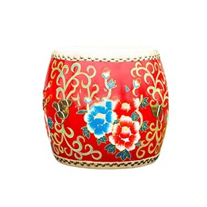 KAFELE Hand-Painted Cowhide Drum Stool Painted Solid Wood Round Stool Dressing Stool Shoe Changing