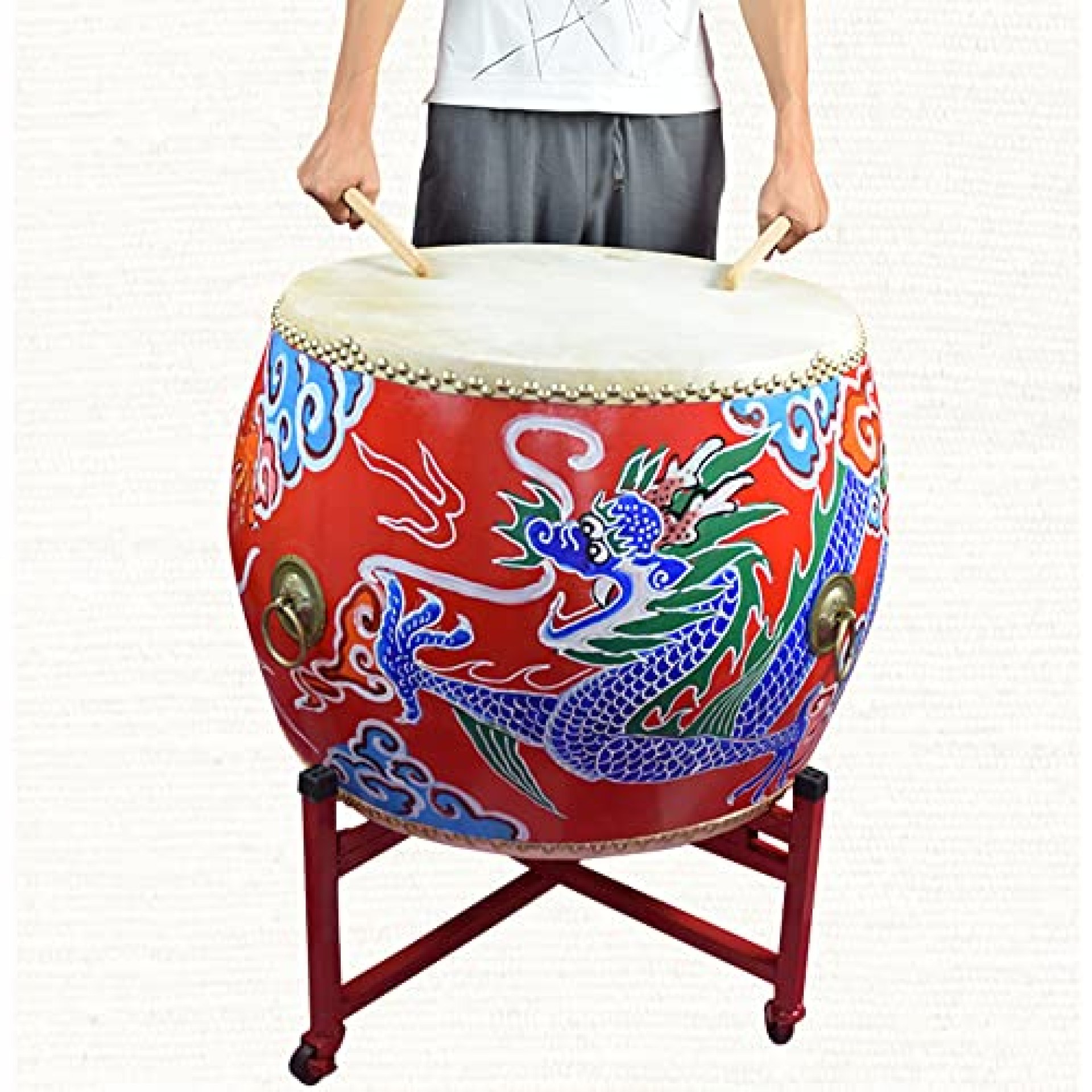 Cowhide Drums Chinese Red Drum/Dragon Drum Adult War Drum Awe-Inspiring Gong Drum Temple Drum Cowhide Drums Chinese Red Drum/Dragon Drum Adult War Drum Awe-Inspiring Gong Drum Temple Drum