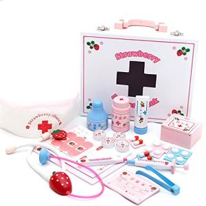 JW-YZWJ Wooden Children’s Simulation White Wooden Box Medicine Box Simulation Syringe Medical