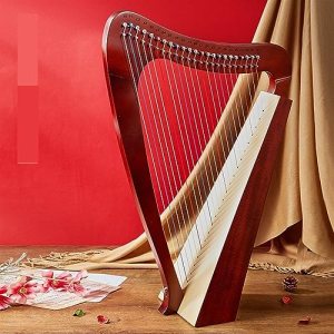 Lyre Harp 23-String Mahogany Lap Harp for Adult Kids Beginner with Black Gig Bag, Tuning Wrench,