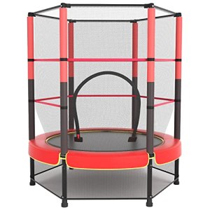 Kids Trampoline, Mini Junior Trampoline Toy with Safety Enclosure Net, Indoor Outdoor Toddler