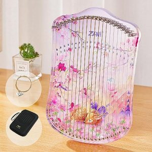 Lyre Harp Harpsichord Liras Harp Beginner Musical Instruments With Musical Notes (Color : Sakura