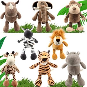 Haconba 8-Piece 10 Inch Jungle Animal Plush Toys Set – Lion, Elephant, Zebra, Giraffe, Tiger,