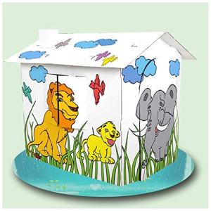 Kids Cardboard Playhouse, Graffiti ive Corrugated Cardboard Toy Dollhouses Easy Assembly Coloring