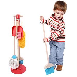 JW-YZWJ Children’s Broom and Mop Set Simulation Mini Broom Corner Cleaning Toy Combination