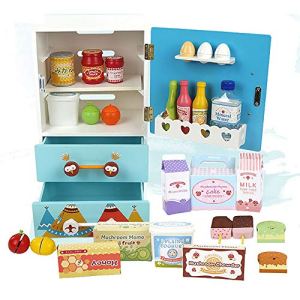 JW-YZWJ Children’s Birthday Gift Simulation Cartoon Refrigerator Toy Set Food Ingredients Cognitive