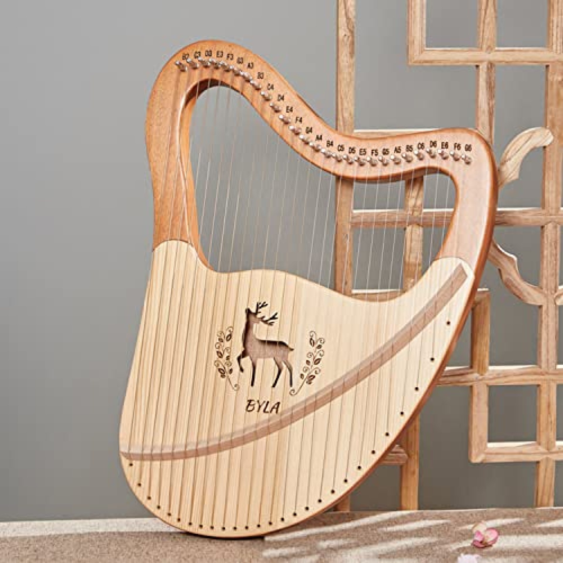 Lyre Harp 21/24/27 String Metal Mahogany Body String Instrument With Tuning Wrench And Carry Bag, Lyre Harp 21/24/27 String Metal Mahogany Body String Instrument With Tuning Wrench And Carry Bag,