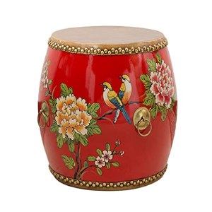 KAFELE New Chinese Cowhide Drum Stool Shoe Changing Stool with A Diameter of 45 Low Stool Makeup