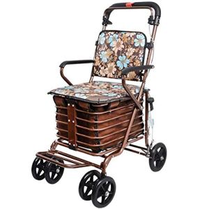 Leunlee Deluxe Lightweight Rollators WalkersHeight Adjustable With 4 Wheel Padded Seat Carry Basket