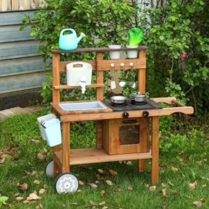 Mud Trolley, Wooden Play, Children Kitchen PlaySet with Accessories, Toddler Fun Outdoor Pretend