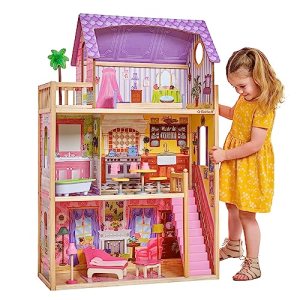 Kidkraft 65092 Kayla Wooden Dolls House With Furniture And Accessories Included, 3 Storey Play Set