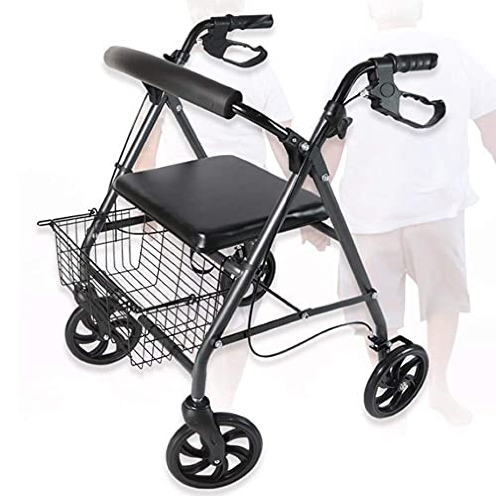 MYIME Rollator Walker,Compact Folding Design,Durable Steel Folding Rolling Walker,Withseat And MYIME Rollator Walker,Compact Folding Design,Durable Steel Folding Rolling Walker,Withseat And