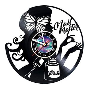 KravchArt Nail Art Master – Nail Salon Clock, Beauty Salon Clock Nail Bar Clock Vinyl Record Wall
