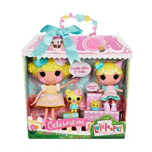 Lalaloopsy Doll Set – Candle & Wishes Slice O’ Cake – Large & Little Dolls with Yellow Hair & Hat –