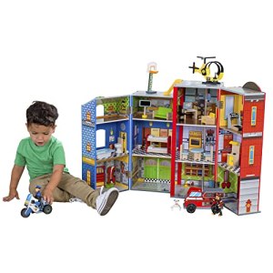 Kidkraft 63239 Everyday Heroes Wooden Playset, 3-Story With 35-Piece Accessories, Foldable For