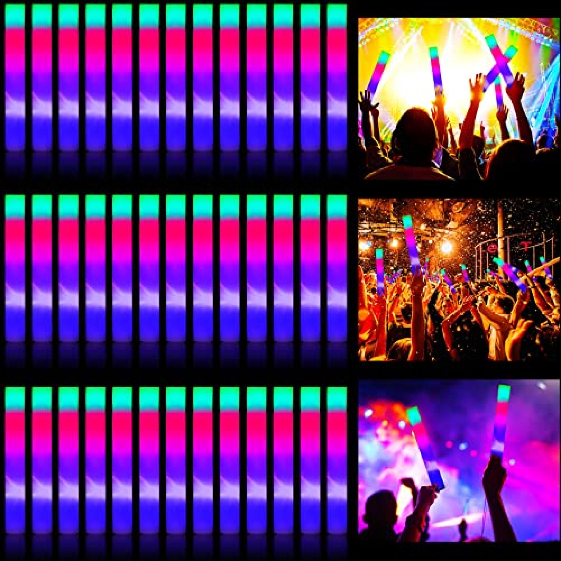 Vinsot 200 Pieces Light Up Foam Sticks Led Foam Glow Sticks Bulk with 3 Modes Colorful Flashing Led Vinsot 200 Pieces Light Up Foam Sticks Led Foam Glow Sticks Bulk with 3 Modes Colorful Flashing Led