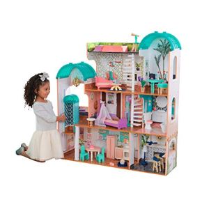 Kidkraft 65986 Camila Wooden Dolls House With Funiture And Dollhouse Accessories Included, Suitable
